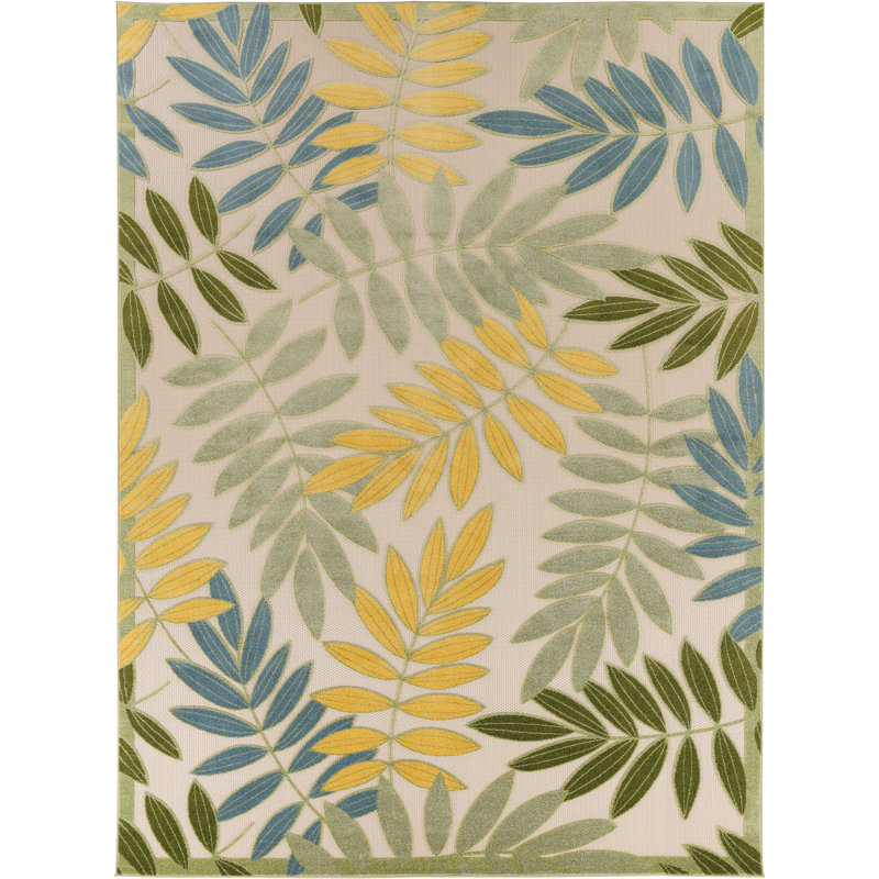 Tapis intérieur / extérieur à motif floral Ameir, Rectangle 10 pi x 14 pi