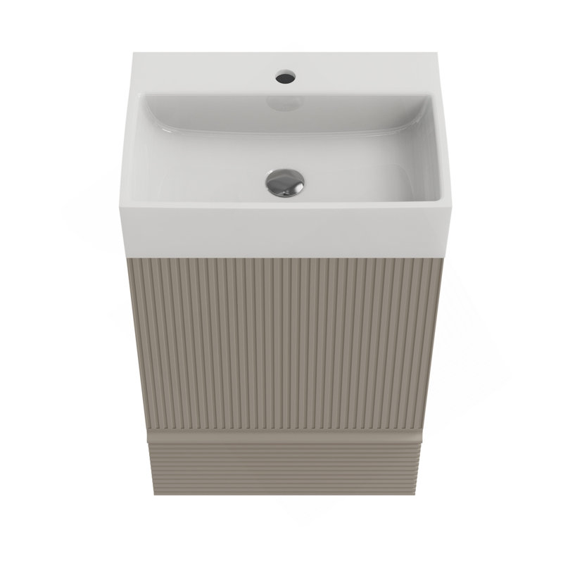 Meuble-lavabo sur pied rayé en cachemire gris SANS lavabo, armoire de salle de bain autoportante pour salle de bain moderne, KD