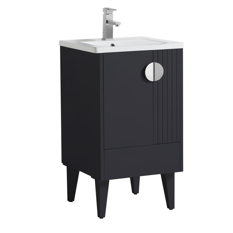 Ensemble de meuble-lavabo simple 20 po Saimah, Chrome poli, Noir