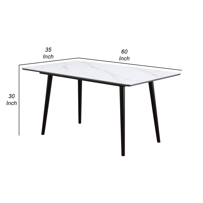 Stone Top Metal Base Dining Table, White
