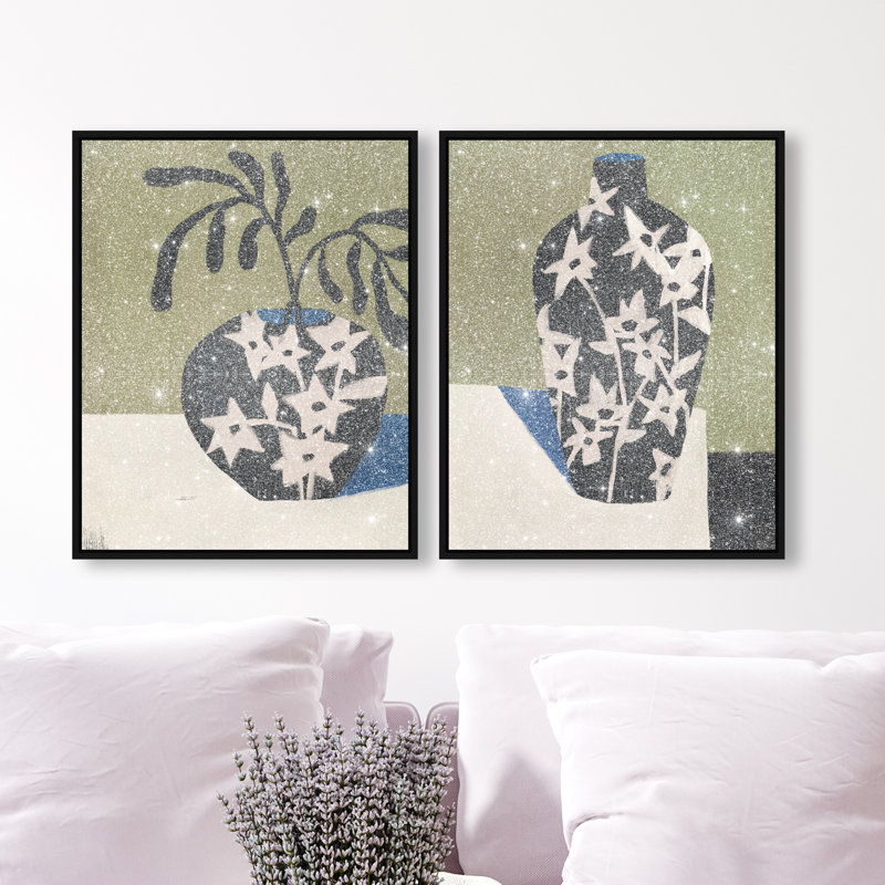 Noir Vase Set Set by Oliver Gal, 62"H x 50"W, Black Floater Frame