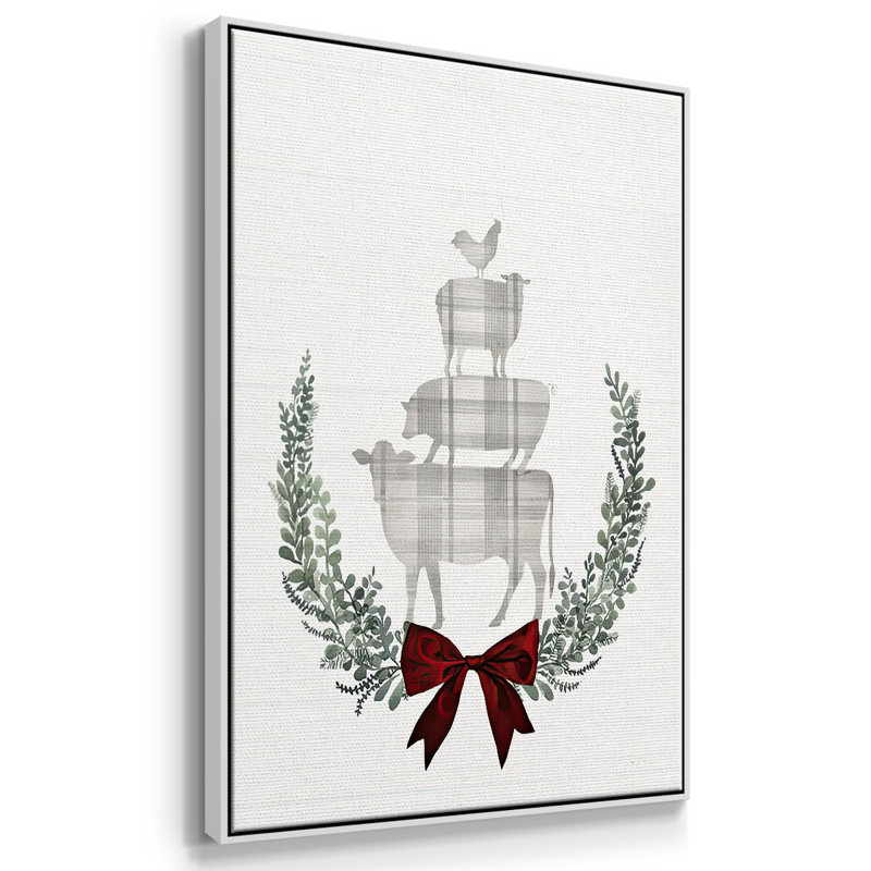 Yuletide Animals II, toile tendue avec châssis, H 25 po x l 17 po x P 1,5 po, Cadre flottant blanc