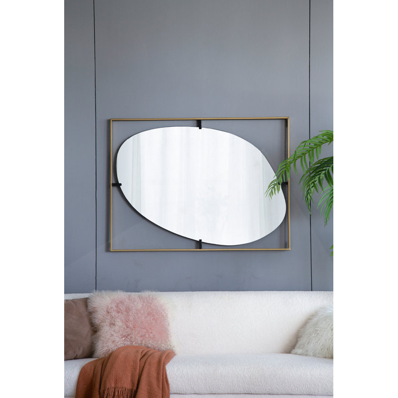 Miroir coquelicot 30 x 1 x 40 po avec cadre en métal doré