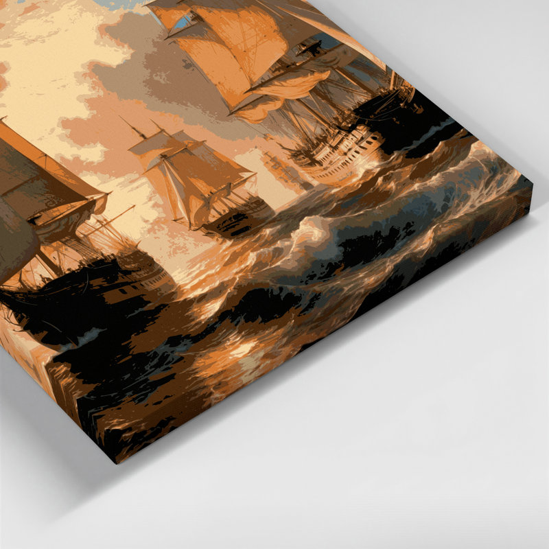 Art nautique brun sur toile, H 12 po x l 12 po