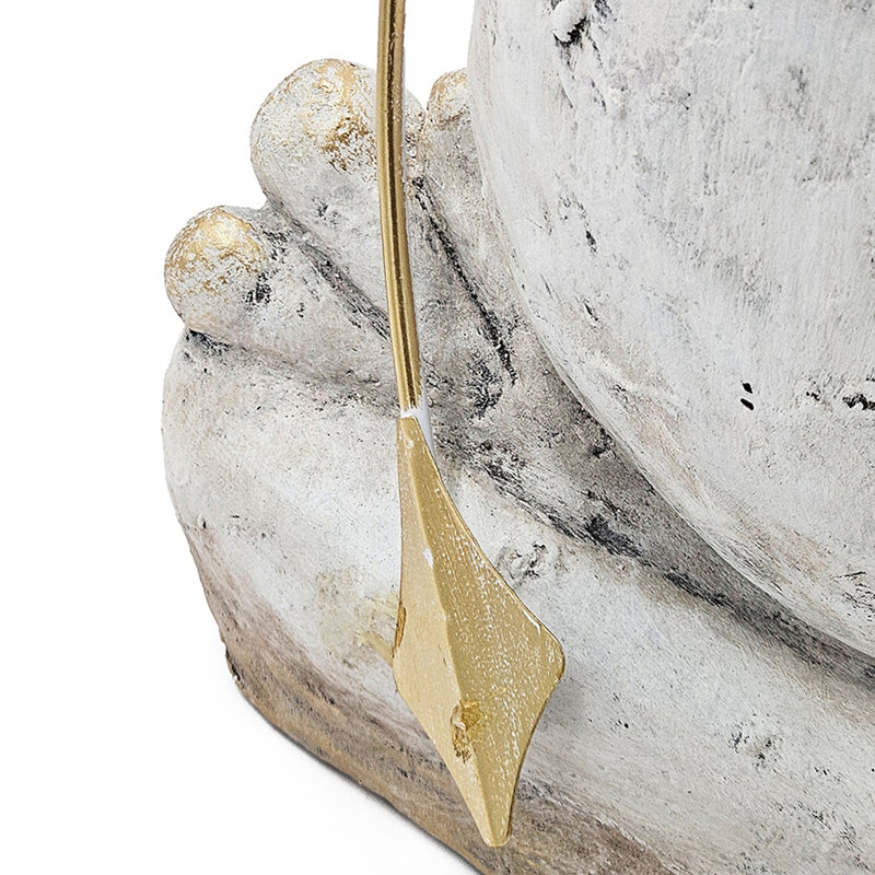 Figurine de grenouille blanche 11,4x8,3x24,8 "avec bras et yeux dorés