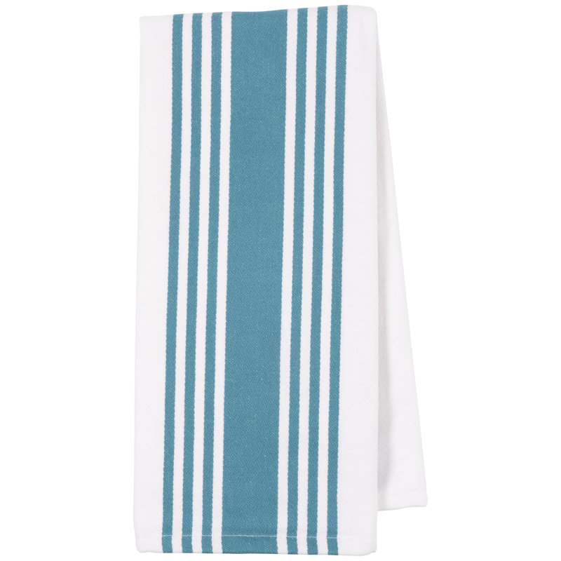 Cotton Stripe Waffle Dish Towel Kitchen Towel, Teal