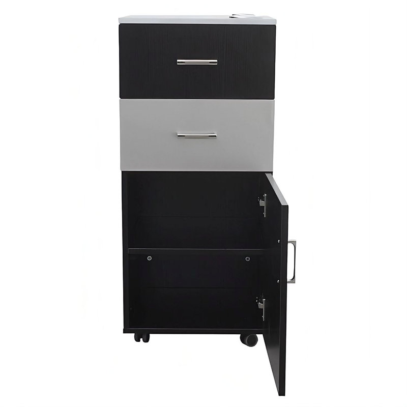 Meuble-lavabo à roulettes, Noir / blanc