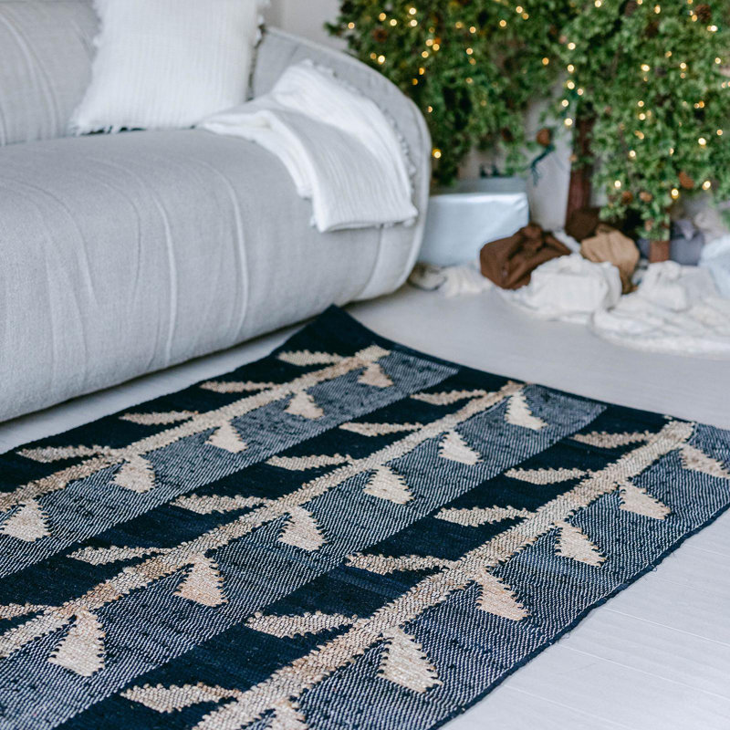 Regtangular With Stem And Leaves Design Rug