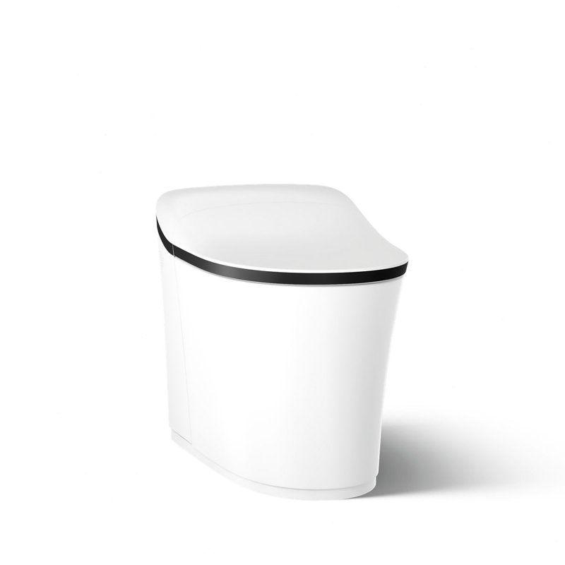 Toilette allongée Eir ™ Comfort Hauteur ™, Blanc / bordure noir mat
