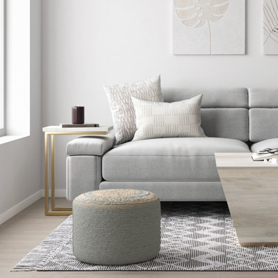 Pouf rond tressé - gris tourterelle