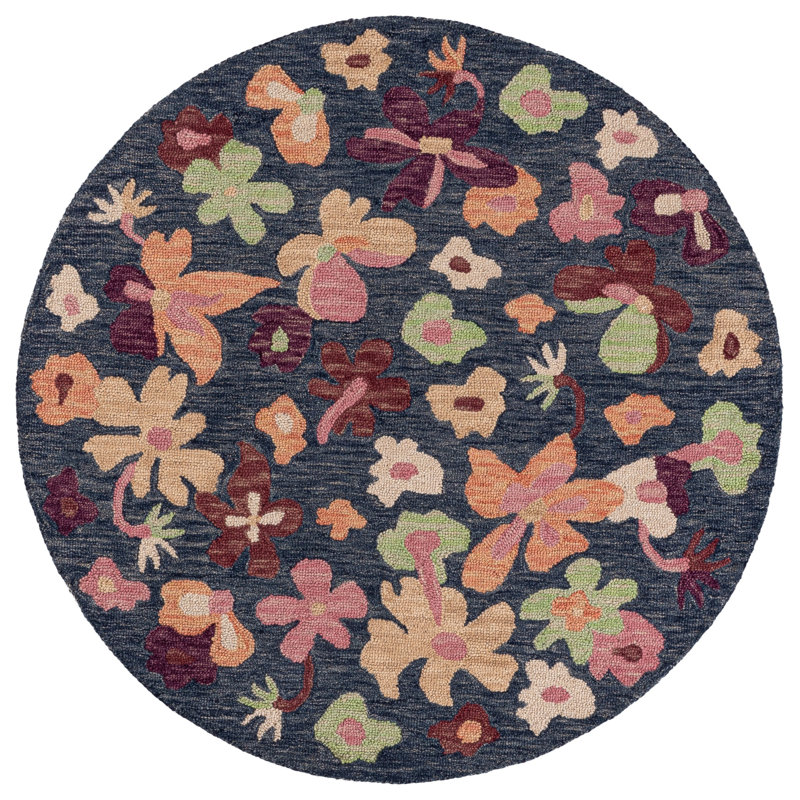 Jardin Hand Tufted Wool; Cotton Floral Indoor Rug, Round 5'