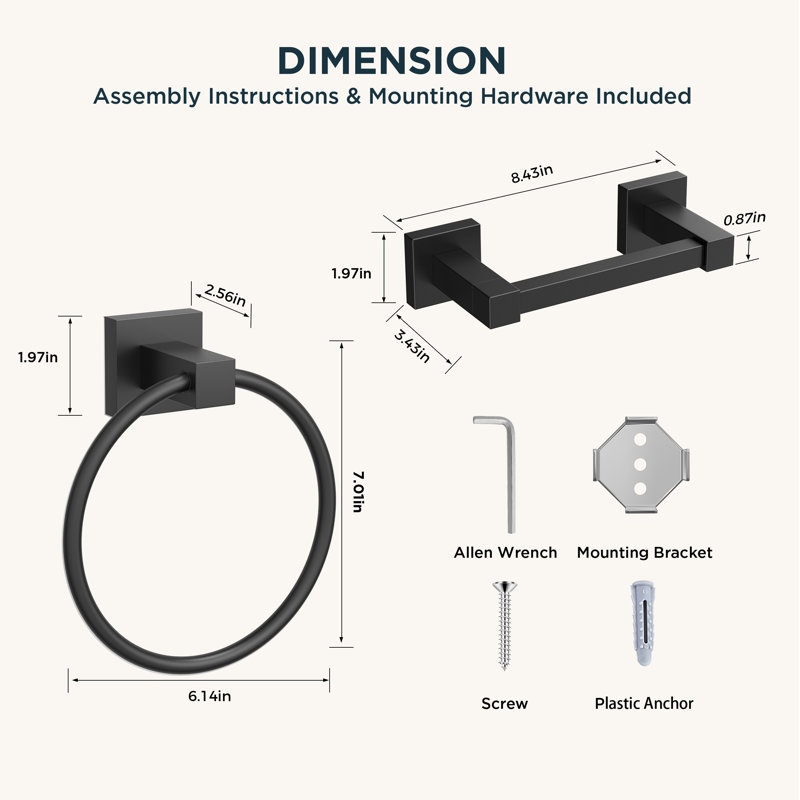 Toilet Paper Holder Wall Mount And Hand Towel Ring Set, Sus 304 Stainless Steel Double Post Pivoting Tissue Roll Holder, Modern Bathroom Hardware Accessories Set