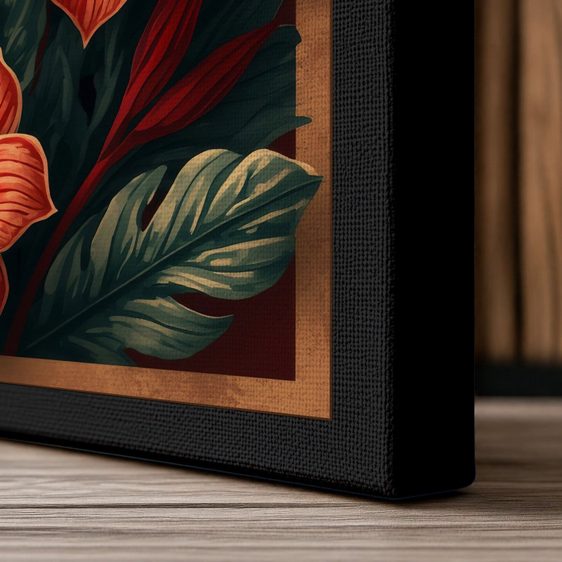Hibiscus Study Botanical - Wrapped Canvas, 18x12 - 45.7 x 30.5 cm, Black Border
