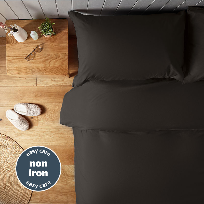 Silentnight Supersoft Duvet Set, Single - 1 Standard Pillowcase, Black