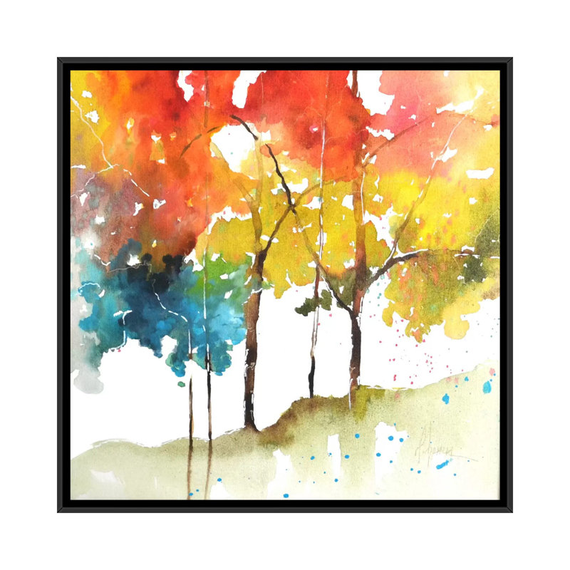 « arc-en-ciel ii », impression sur toile, H 18 po x l 18 po x P 1,5 po, Toile avec cadre noir, Pas de tapis