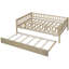 Lit de jour double en bois naturel avec lit gigogne et barrière de sécurité. Maximise l'utilisation de l'espace. . Aucun garde-corps requis. Offre une expérience de sommeil relaxante. .-406921126-406921121