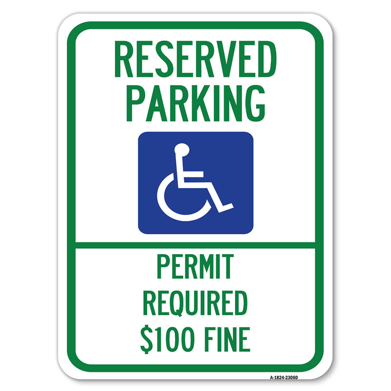 Reserved Parking Permit Required (With Graphic)/23059, 24" H x 18" W x 1" D
