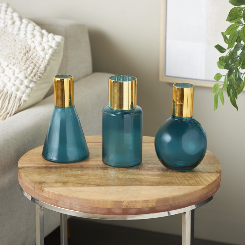 Ensemble de vases décoratifs Jaelys, Bleu, 8.45" H x 5.1" W x 5.1" D