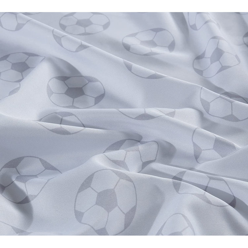 Twin White and Black Soccer Ball Microfiber Sheet Set