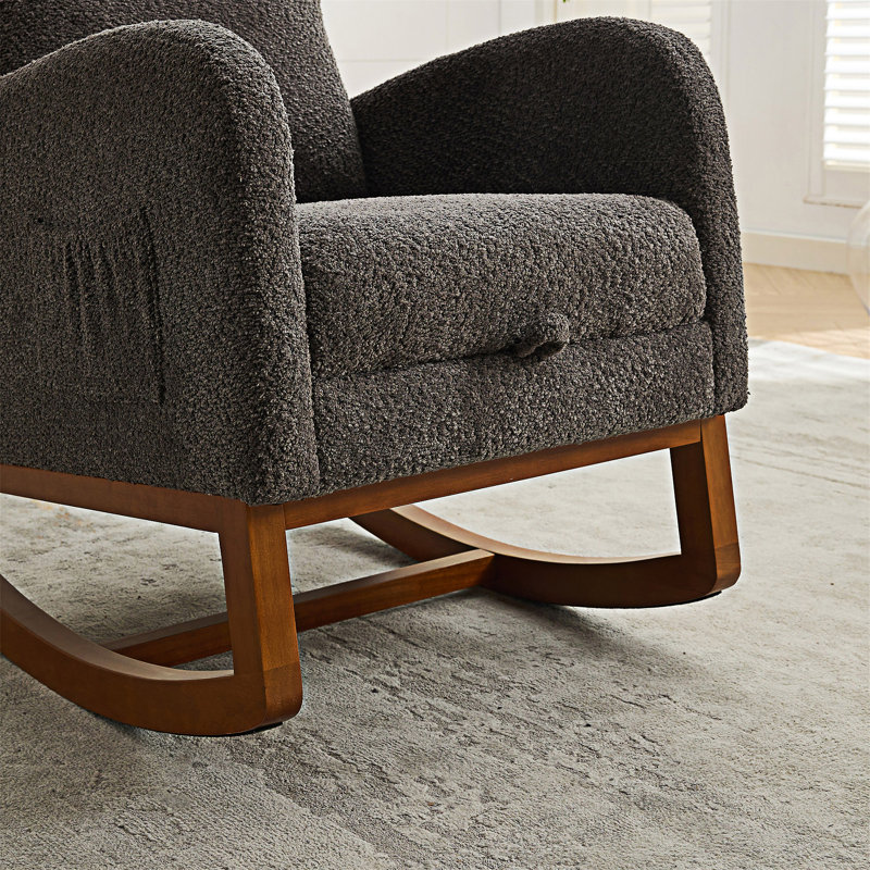 Chaise berçante avec repose-pieds rétractable, Gris anthracite