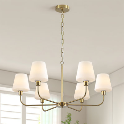 6 -Light Dimmable Classic / Traditional Chandelier With Milky White Glass Shade For Dining Room Living Room Foyer Entryway Hallway Kitchen Bedroom