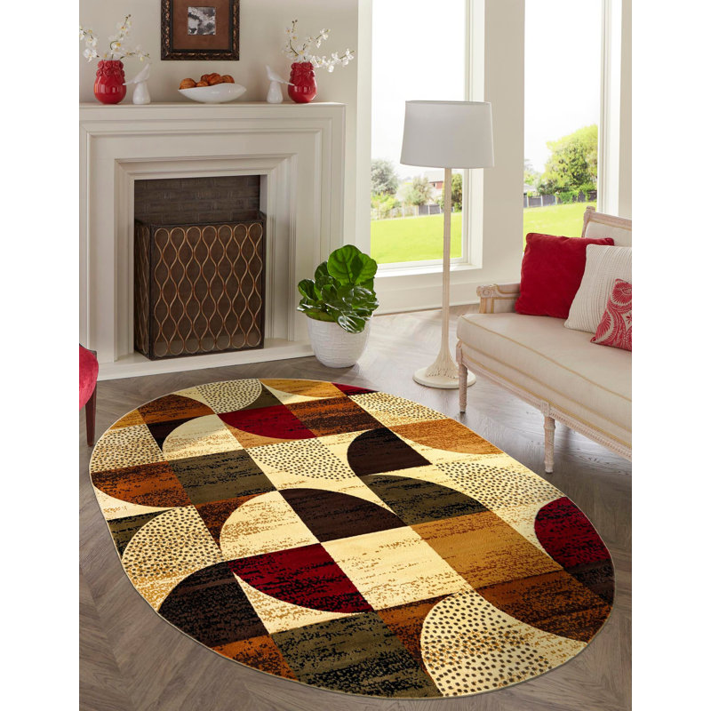 Cafe Geometric Indoor Rug, Oval 7'10" x 10'