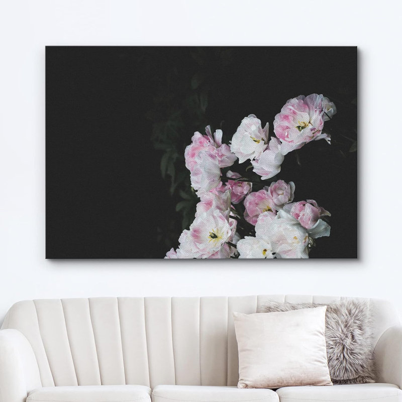 Flower Blossom "High Contrast Pink White Carnation" sur toile, H 16 po x l 24 po