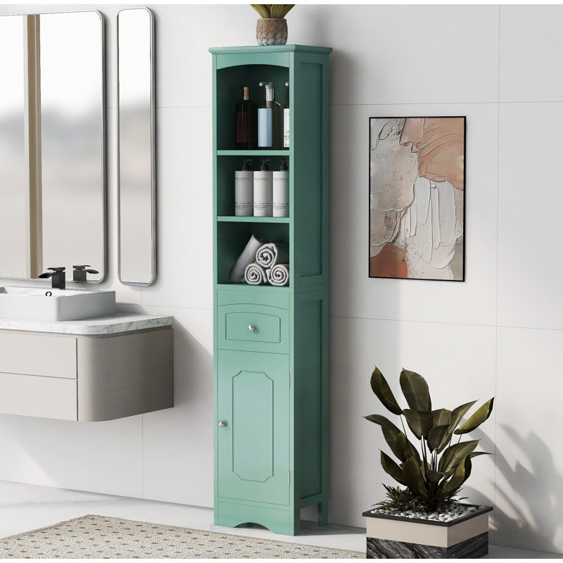 Tall Bathroom Cabinet, Freestanding Storage Cabinet with Drawer, MDF Board, Adjustable Shelf