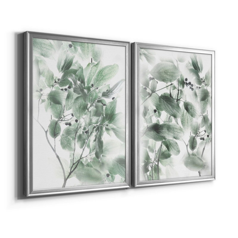Irene Weisz - ensemble de 2 reproductions sur papier, H 18,5 po x l 49 po x P 1,5 po, Toile encadrée argentée, Pas de tapis