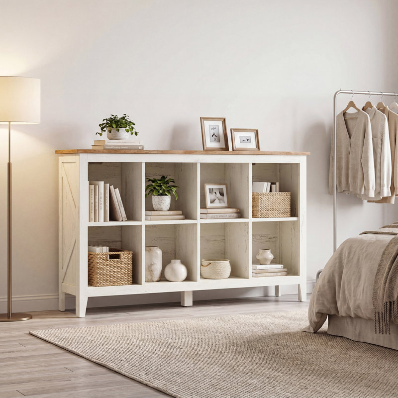 Bibliothèque de rangement Farmhouse avec pieds pour aspirateur, 2 tablettes (l 50,2 po x H 29,8 po x P 11,6 po)