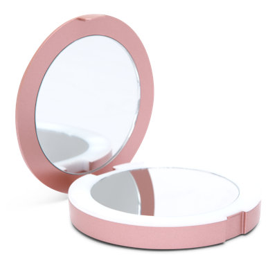 Smart LED Compact Mirror, Chargeup Travel Lighted Round Purse Mirrors with 5X Magnifying Glass