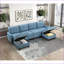 Repose-pieds avec rangement, bois massif capitonné bleu marine moderne, pour le salon, la chambre à coucher | Noir | Bois