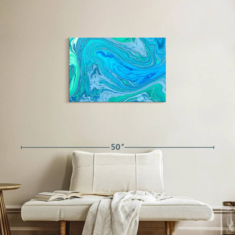 Avery Abstract Turquoise Waves, 20" H x 30" W