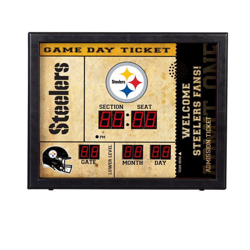 Pittsburgh Steelers Bluetooth Scoreboard Wall Clock, Sport Team Pittsburgh Steelers, Tan/Black/Yellow