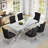 7-Piece Modern Dining Table Set, 70" Rectangular Marble-Inspired Table with 6 Velvet Upholstered Nailhead Trim Dining Chairs-115234416-115234415-115234417