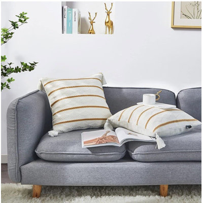Ensemble de 2 coussins décoratifs 18 x 18 pouces de style moderne avec motif à pampilles convenant au salon et à la chambre à coucher