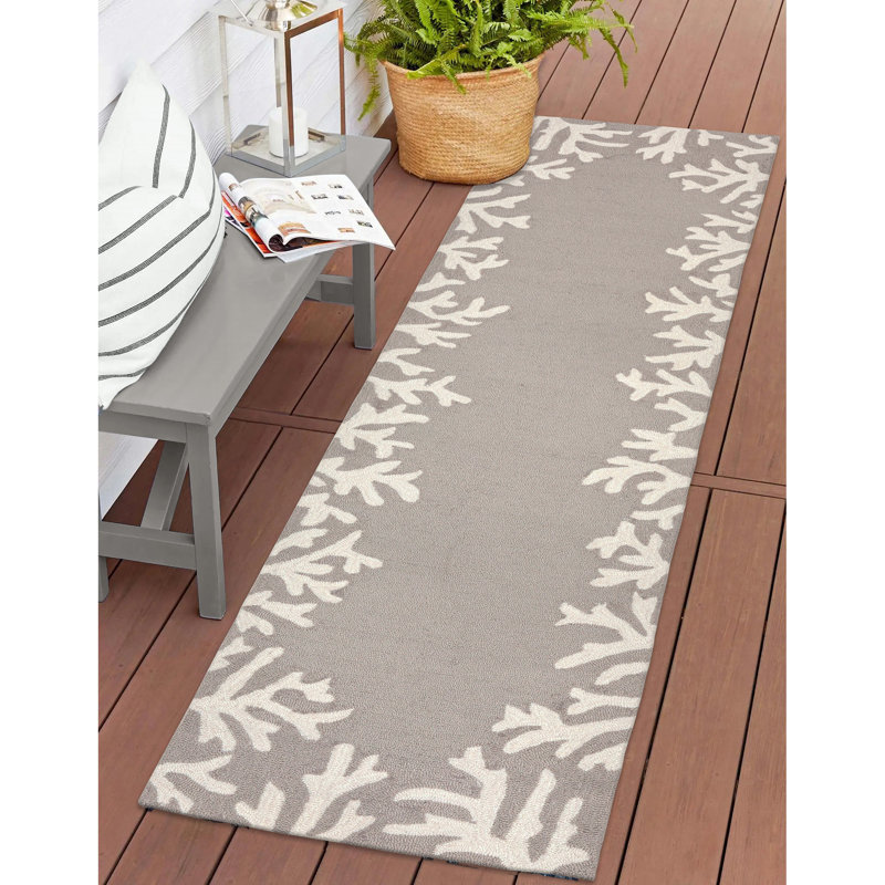 Tapis intérieur / extérieur gris touffeté à la main Bellavia, Tapis de couloir 2 pi x 8 pi