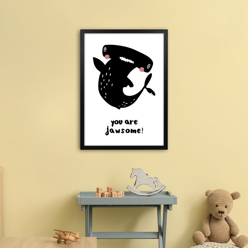 Shark by Miniofmine - Print, Brown Framed, 63cm H x 46cm W x 3cm D