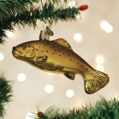 Old World Christmas Glass Blown Ornament for Christmas Tree, Brown Trout