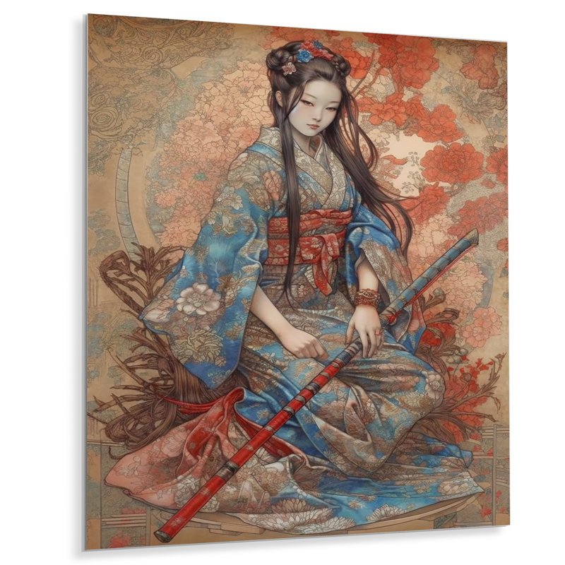 Fierce Samurai Girl II - impression sans cadre sur métal, H 20 po x l 12 po x P 1 po