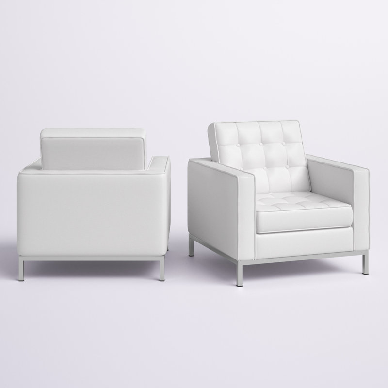 Ensemble de fauteuils en cuir Loft, Cuir véritable blanc