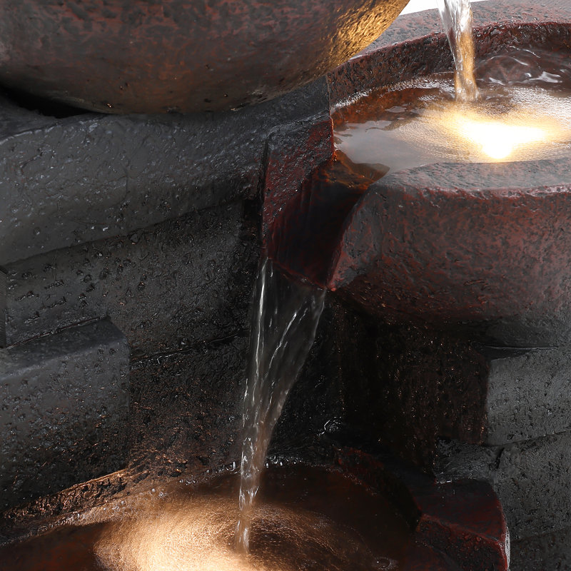 Burnet Weather Resistant Cascade Fountain with Light