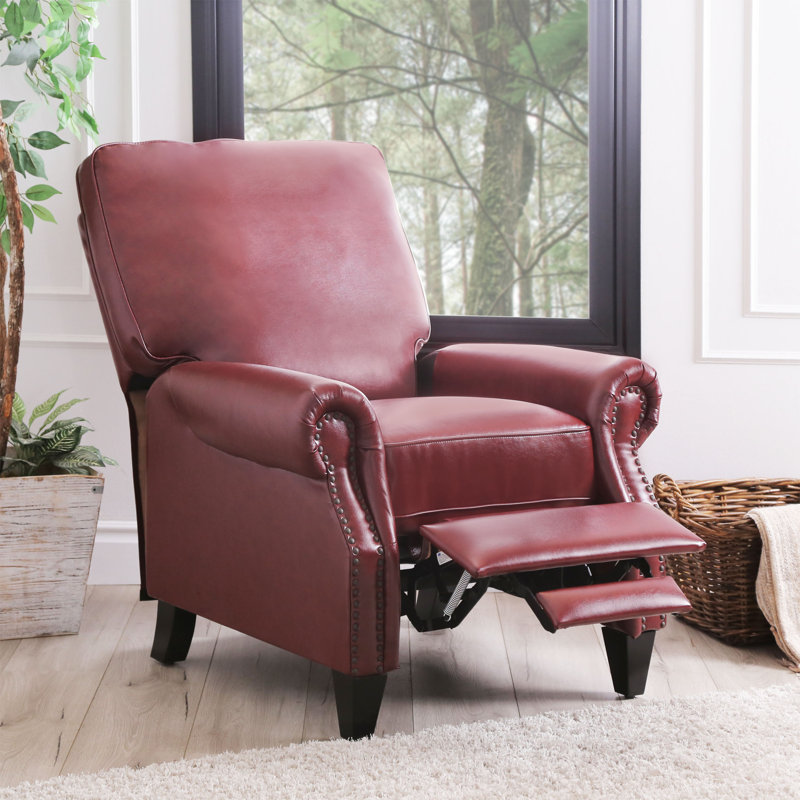 Fauteuil inclinable manuel en similicuir de 33,6 po Hoopeston, Simili cuir rouge