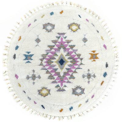 Higginson Diamond Runner Shag Rug for Living Room Bedroom Dining Room Nursery Entryway Hallway, Off White/Ivory