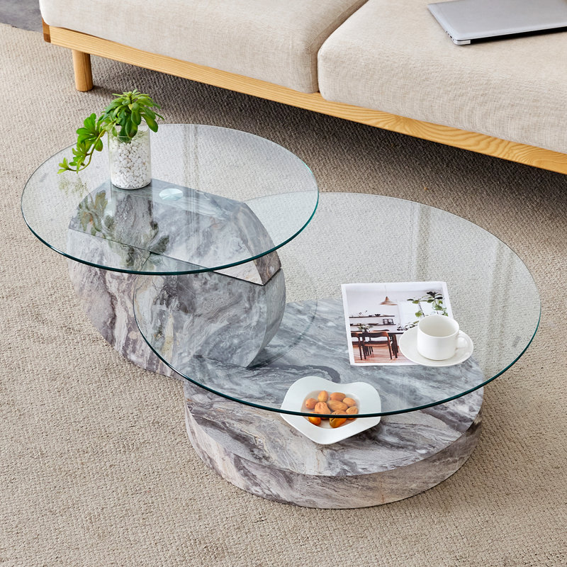 Table basse Lashawnna, H 17 po x L 42 po x l 31,5 po, Gris foncé