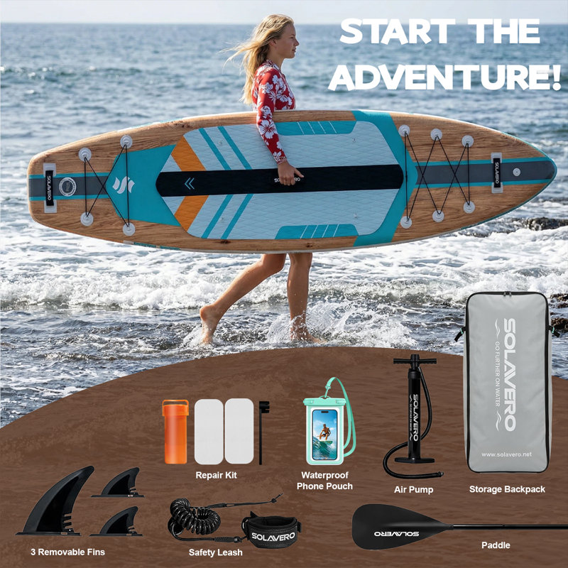 Polyvinyl Chloride (PVC) Surfboard / Paddleboard Pack, Teal/Tan