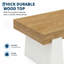 Table basse rectangulaire de style ferme de 120 cm pour salon - Grande table centrale en bois, plateau épais et piètement robuste - Style rustique moderne - Couleur : Blanc antique + anneaux de croissance jaune pâle-1972051892