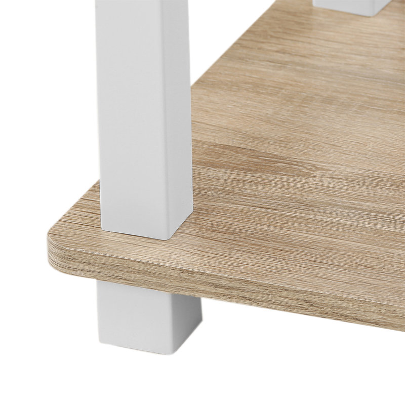 Johnston 4 Tier Toolless Assembly Shelving Unit Bookcase, Sonoma Oak/White Square Tubes
