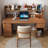 Walnut Rectangular Solid Wood Executive desk with drawers desk-167706642