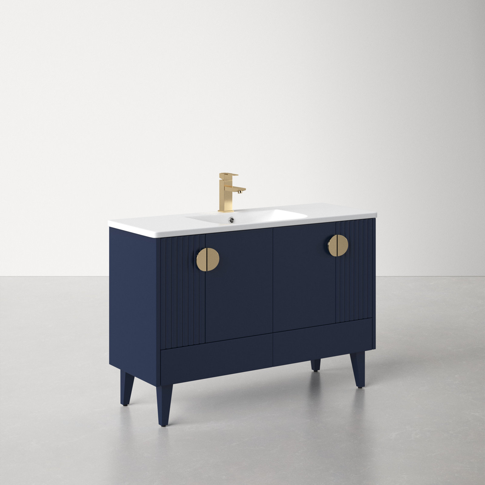 Saimah 48'' Single Bathroom Vanity, Satin Brass, Navy Blue